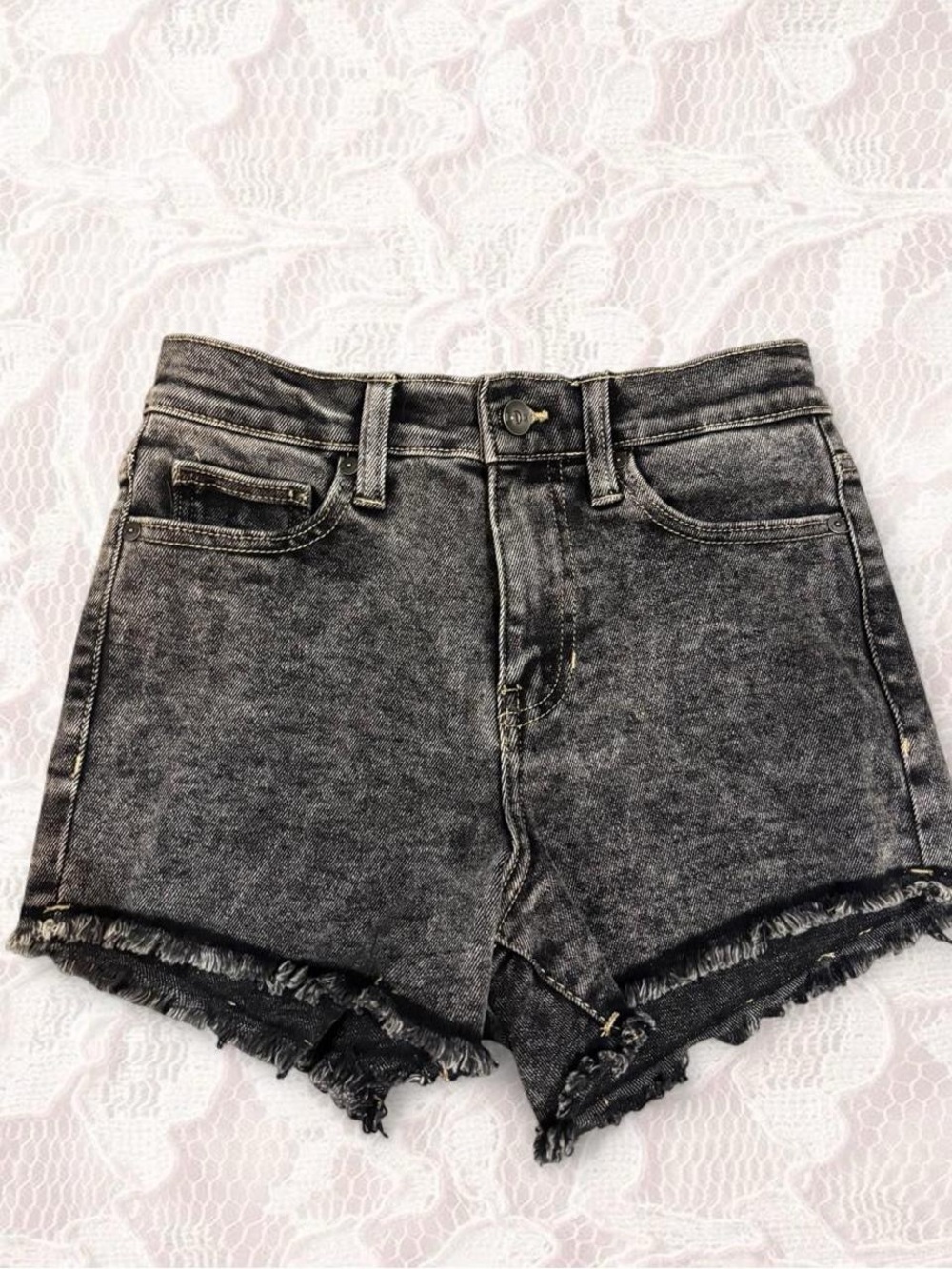 Kendall & Kylie Black Washed High-Rise Denim Cutoff Shorts